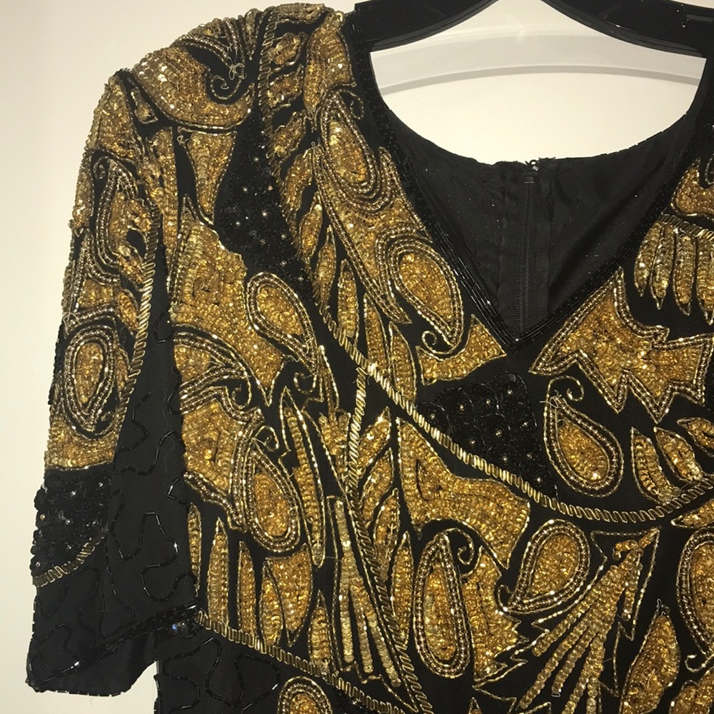 black & gold beaded maxi dress